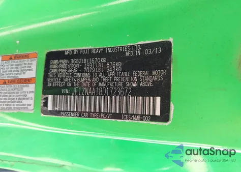 2013 Scion Fr-S z USA, uszkodzony, nr VIN JF1ZNAA18D1723672